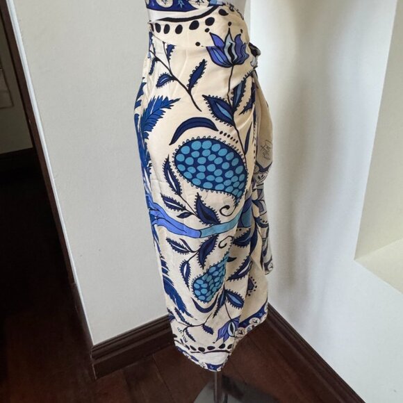 Johanna Ortiz Magic Floral Twist Pareo In China Blue Scarf Sarong Wrap - Picture 6 of 10